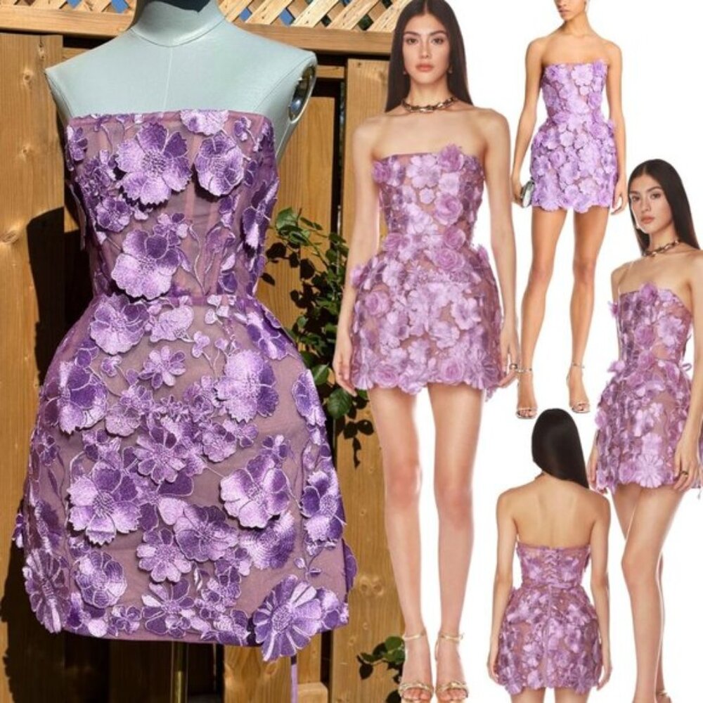 🆕 BRONX & BANCO 🧿 NWOT Jasmine Maraya Lilac Mini Dress - Sz XS US 2